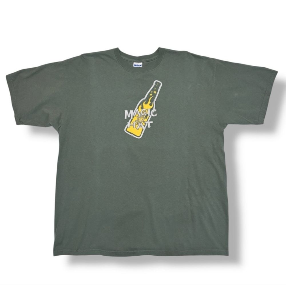 MAGIC HAT BREWERY Green Crew Neck Shirt Brewery Pipes Logo Graphic